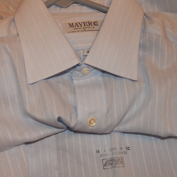 NWT $98 Light Blue Striped Dress Shirt MAYER by GITMAN BROS. 16 /… - Picture 3 of 6